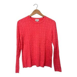 Women's Plus Size XXL Cable Knit Sweater Old Money Pink Preppy Meli Long Sleeves